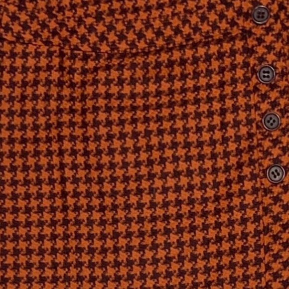 JOSEPH Rust Orange and Brown Houndstooth Wool Mini Skirt Size 38/6 - Picture 2 of 13